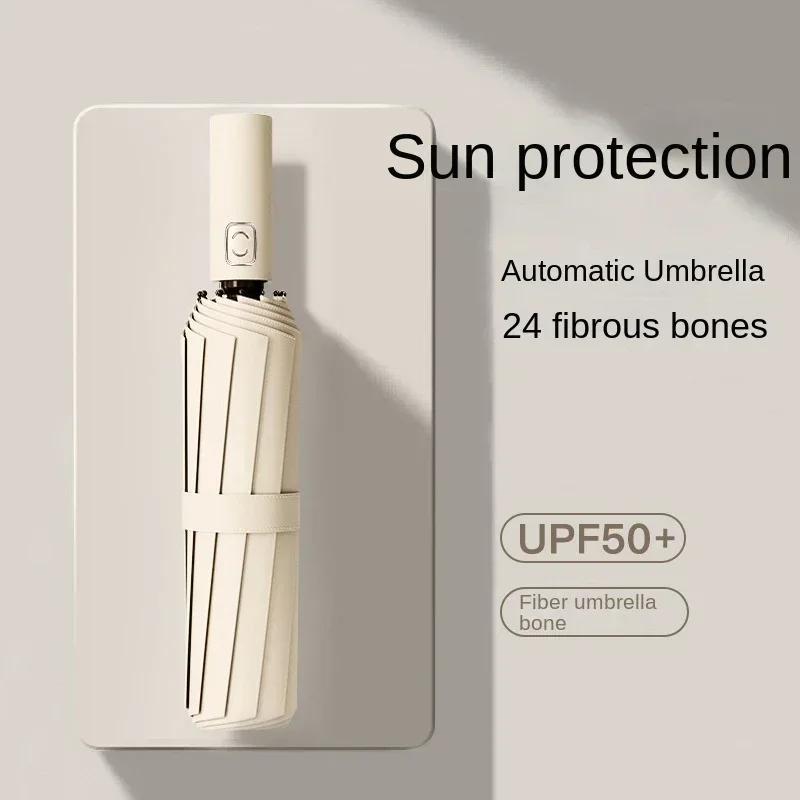 Auto Open Close Umbrella Compact Fold Sun Rain Proof UV Protection Premium Travel Umbrella