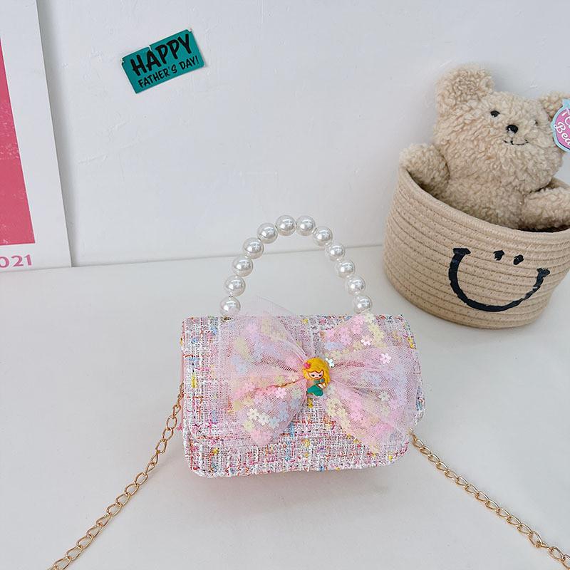 Stylish Kids Crossbody Bag With Bowknot Pearl Detail Charming Chic Design For Little Girls
