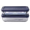 Glass Food Storage Containers Set of 2 Ergonomic Lids BPA Free Versatile Microwave Dishwasher Safe 3 Cup Rectangular Jars