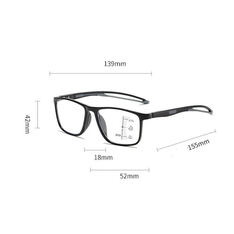Trendy Sports Reading Glasses Unisex Fashion TR90 Progressive Multifocal Glasses Men Women Retro Near Far Eyewear +1.0 To+4.0