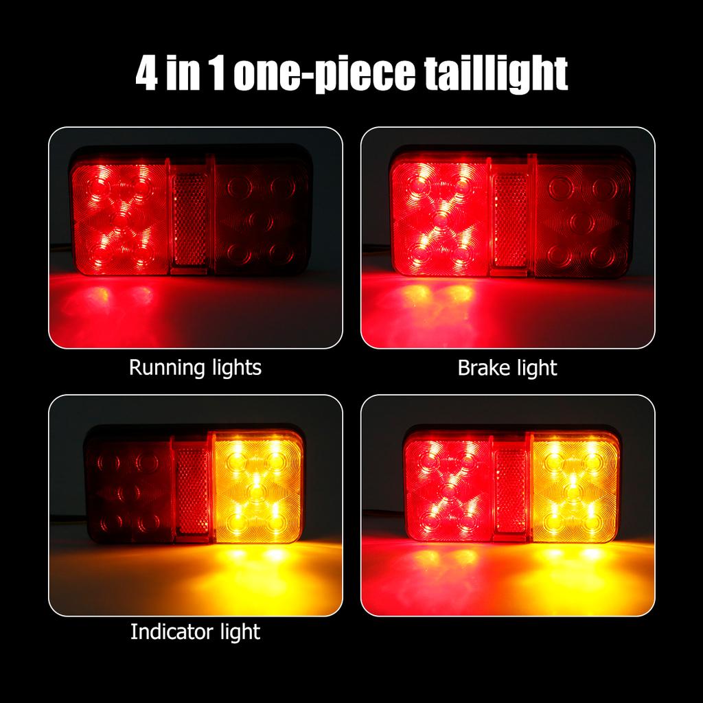 2PCS 12v Car Trailer Truck Tail Light Waterproof 10 LED Signal Indicator Brake Turn Indicator Light 3 In 1