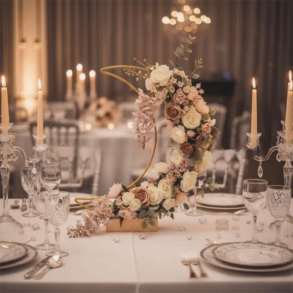 Wooden Base Floral Garland DIY Metal Hoop Centerpiece Heart Shape Wreath Frame  Wedding Decor