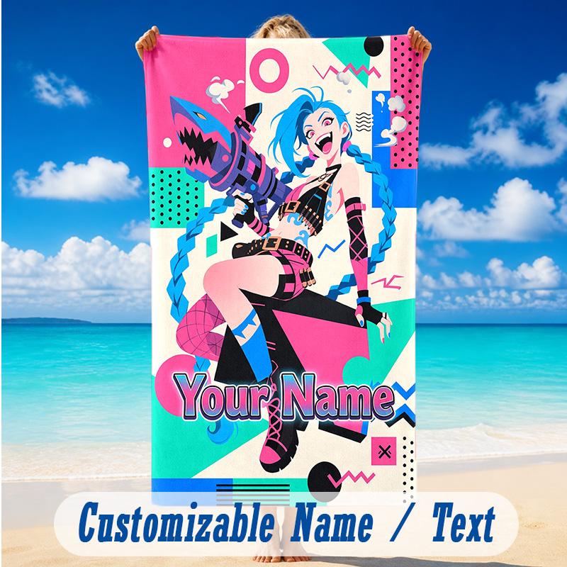 Beach Towel Custom Name Text, Quick Dry Large Towel For Beach HomeArcane