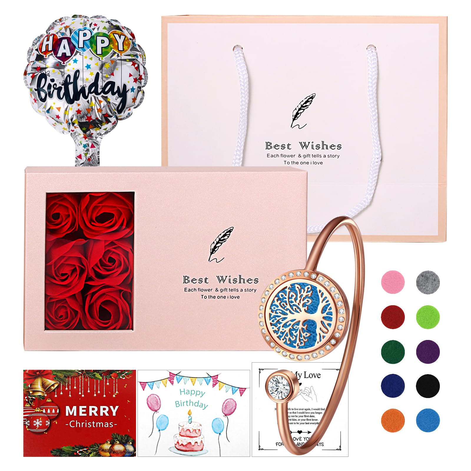 

Stainless Steel Bangle Gift Set with 10 Popular and Cute Tree of Life Rose Gold Day Gift for Her [JEWELRYWE] Women s Pads Bracelet, Armlet, Bracelet,