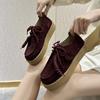 High Quality Suede Leather Loafers Women Round Toe Lace Up Fringe Thick Sole Shoes Casual Comfort Outdoors Flat Walk Shoes Woman
