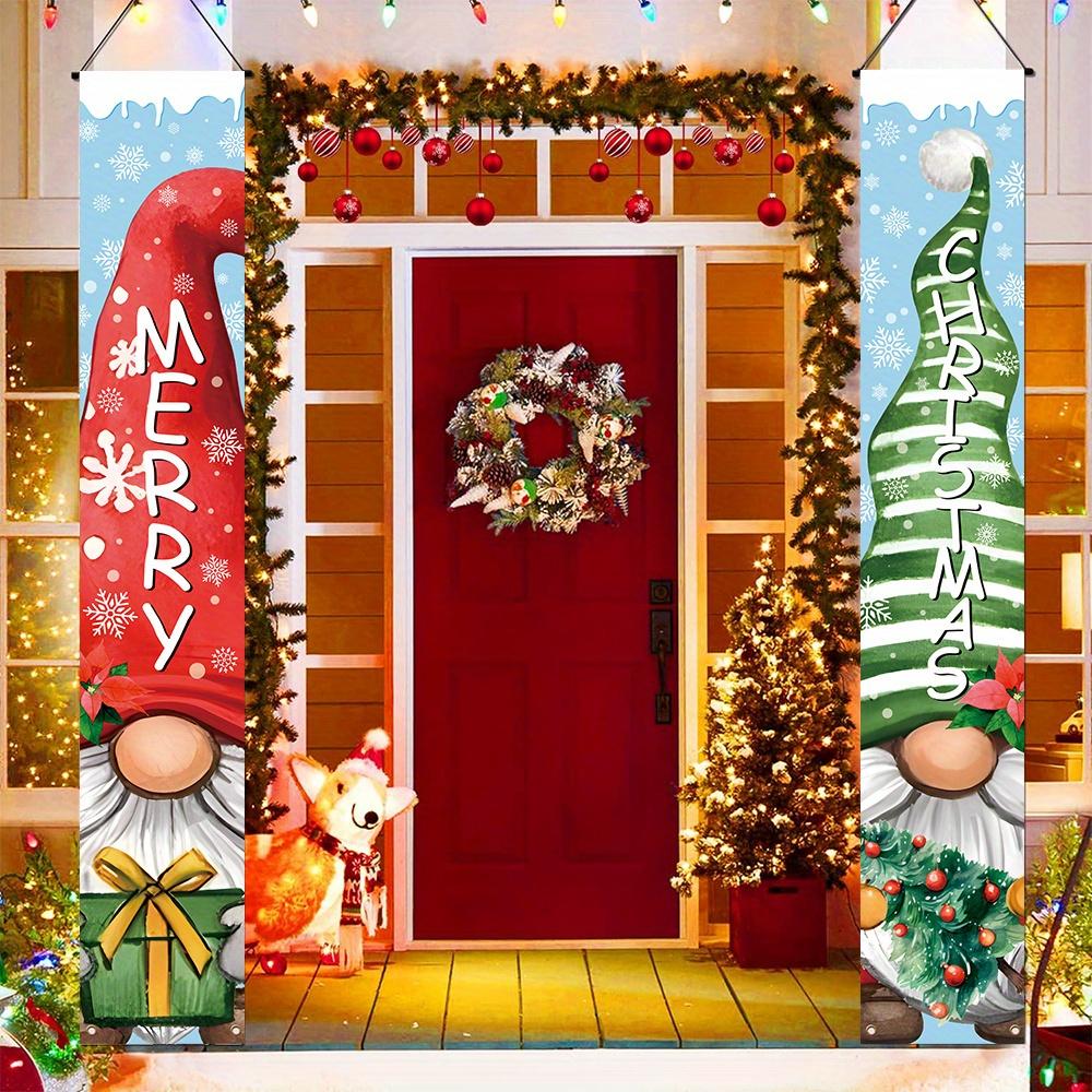 Merry Christmas Porch Sign Carnival 1 Pair Polyester Indoor Outdoor Decor