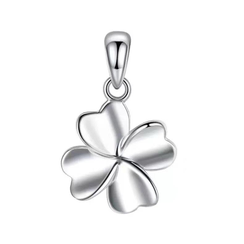 Double-Sided Lucky Four-Leaf Clover Pendant Necklace In S999 Sterling Silver - Versatile Clavicle Chain Gift for Girlfriend