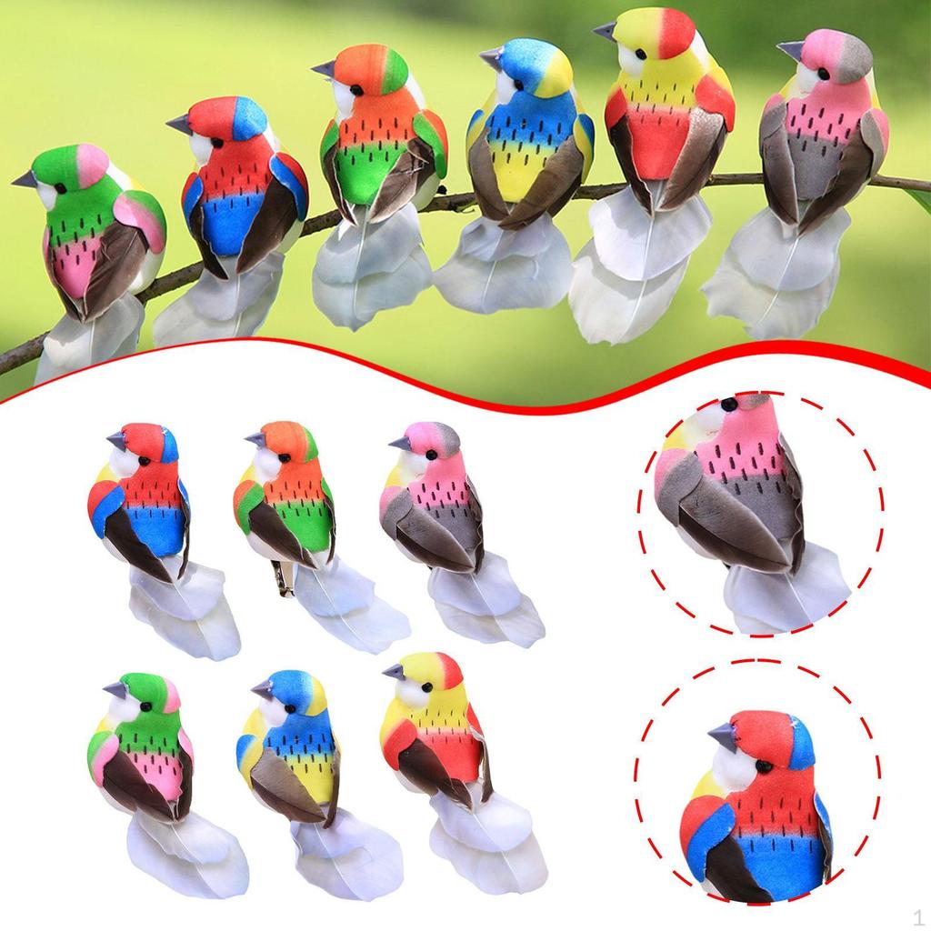 6 Pieces Artificial Birds Tree Ornaments Lifelike Fake Floral Arrangements for Festival Garden