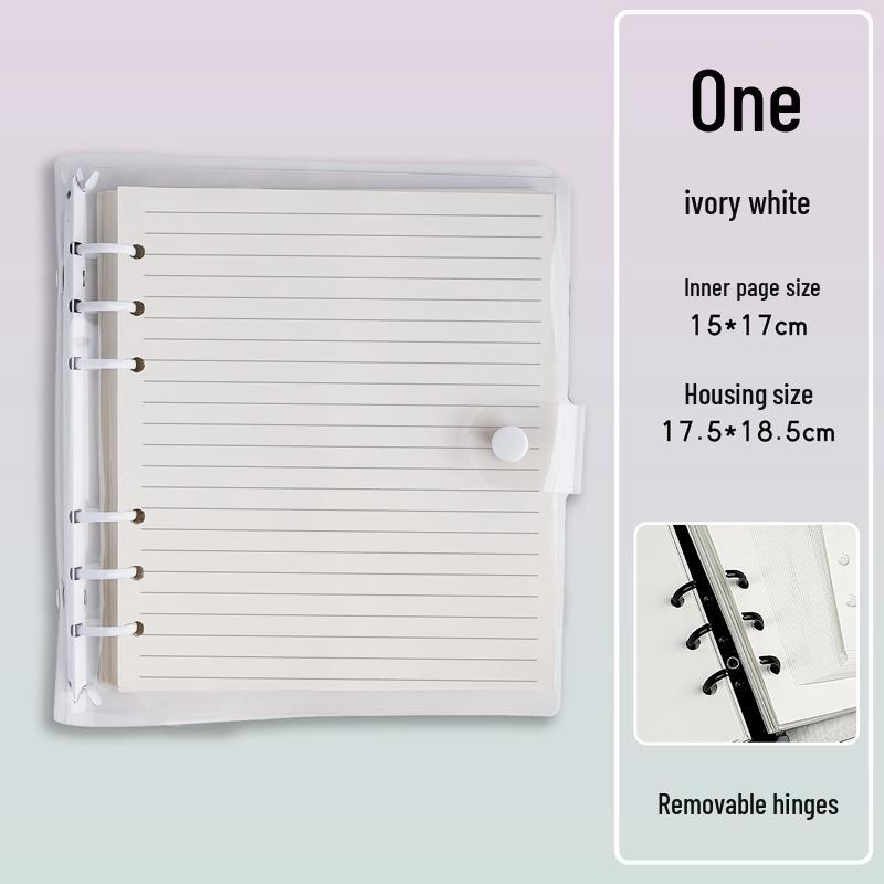 Soft Leather Ring-Bound Planner with Detachable Buckle - Square, Thickened, Grid or Blank Pages