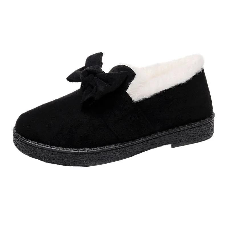 Buty damskie moda damska kokardka brązowe jesień i zima futro ciepłe buty pani codzienne komfort antypoślizgowe eleganckie buty ab565