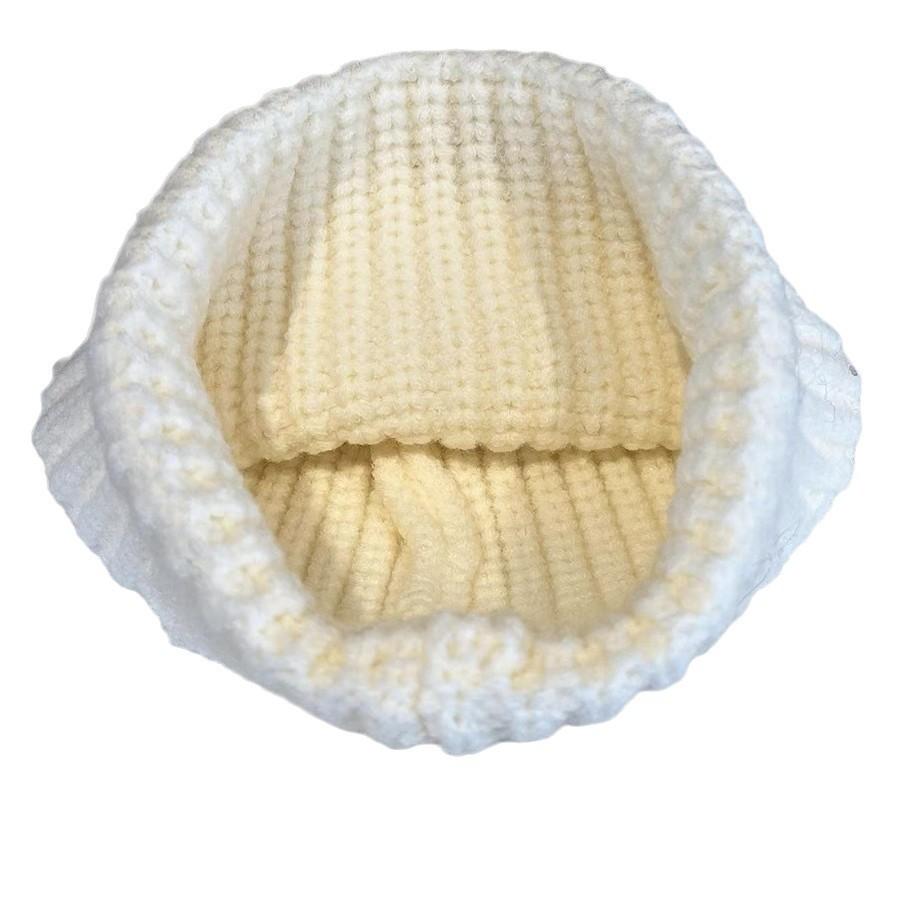 Ripped Wool Hat for Women In Autumn and Winter Versatile Warm Knitted Hat Showing Face Small Embroidery Polar Bear Ear Protection Cold Hat Men