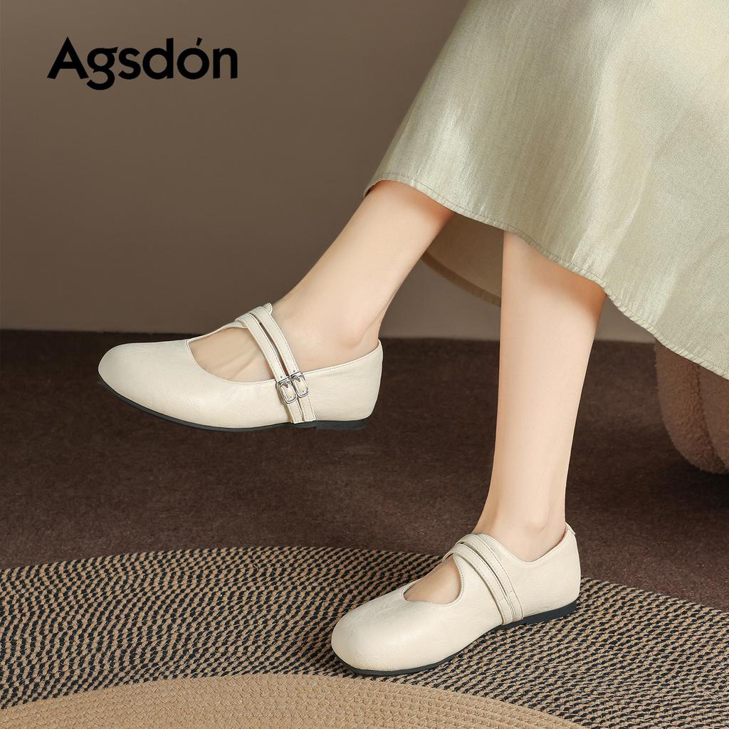 Augustine Mary Jane Shoes New Spring French Flat Bottom Shallow Mouth Single Shoes with Skirt Small Leather Shoes