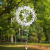 Talos Reflective Flower Wind Spinners, Outdoor Garden Decor, Sparkly Spinner with Bird Pendant, Metal Chimes Gifts for Patio Balcony Yard
