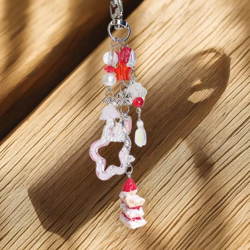 Cute Strawberry Cake Short Mobile Phone Lanyard Bag Pendant For Women Fashion Versatile Keychain Backpack Decoration Gifts