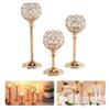 3pcs Tall Votive Candlestick Holders Gold Candle Holders Crystal Candlestick Holders for Dining Table Wedding Decor