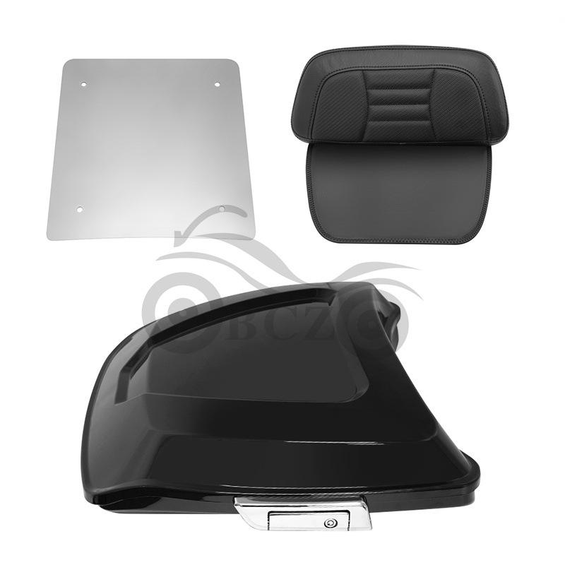 Juego Universal de Caja Trasera Negra con Almohadilla para Respaldo Trasero para Motos Harley, Crucero y Prince