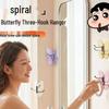 Adjustable Butterfly Triple-Hook Adhesive Hanger for Bathroom Storage