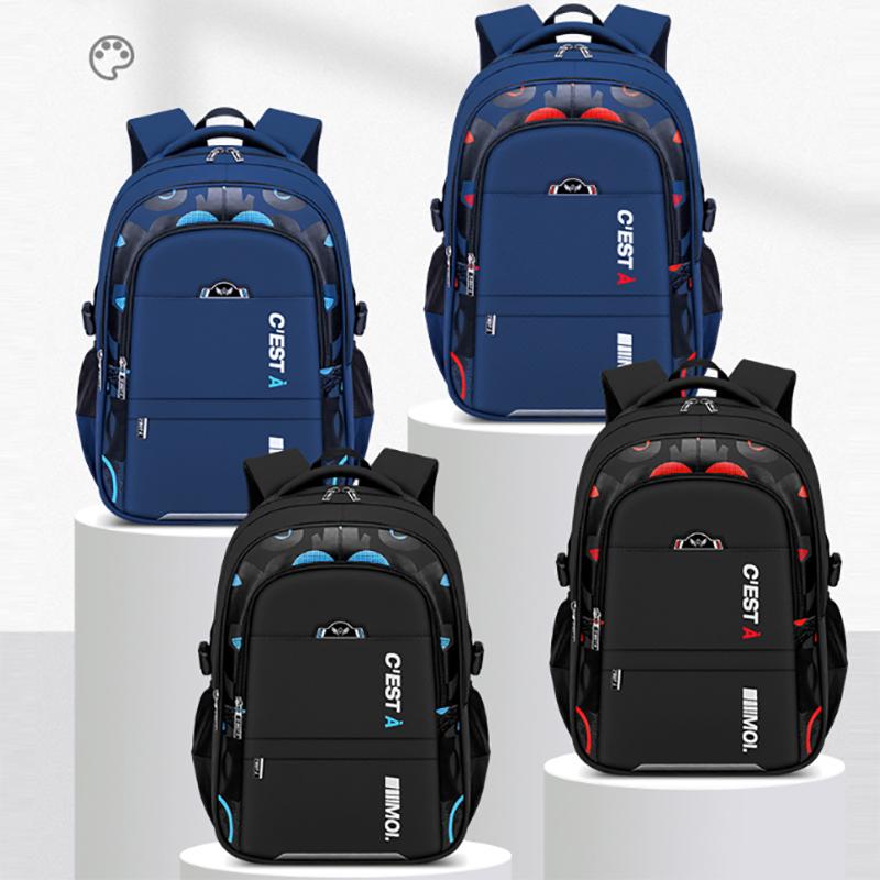 Ergonomic Oxford Backpack Large Capacity School Bag for Teen Boys Durable Bookbag Color Blocking Design