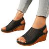 Large size wedge heel sandals for women 2025 summer new European and American style hollow and light Velcro sandals for women