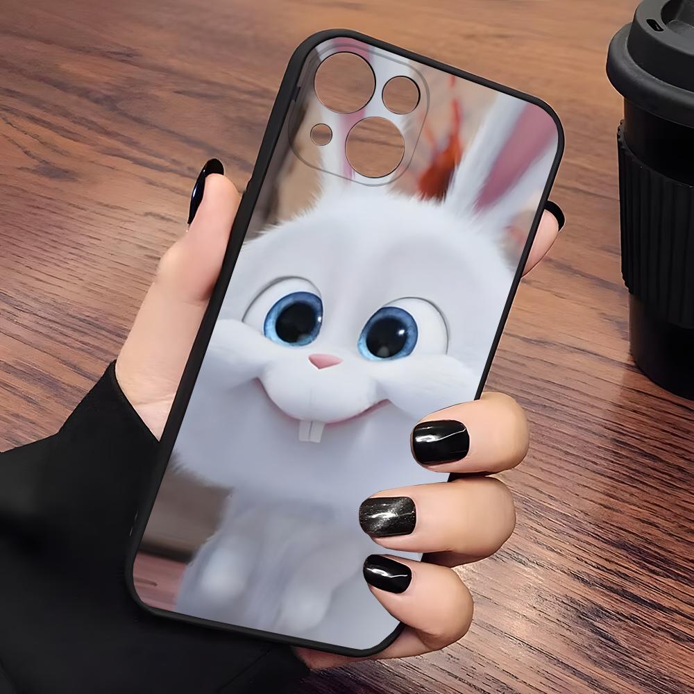 Cute Cartoon Rabbit Snowball Phone Case Matte Transparent For Iphone 16 15 Max 14 13 Mini 12 Pro 7 8 11 XR Xs X Plus Back Cover