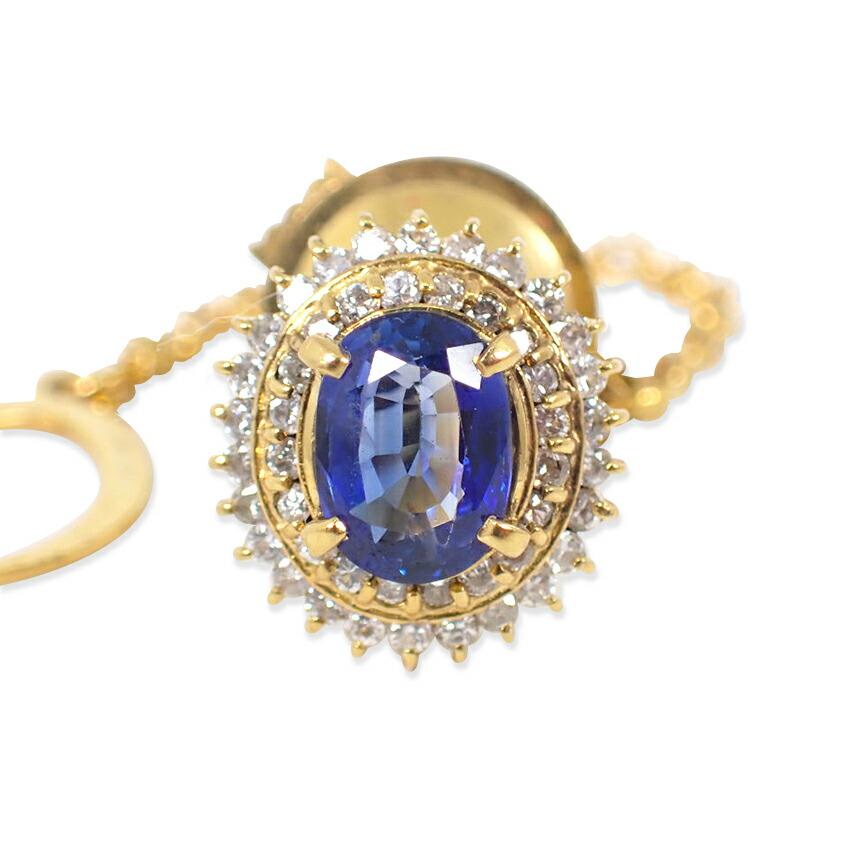 

[Pre-owned] K18 Blue Sapphire/Diamond Tie Clip/j55-51