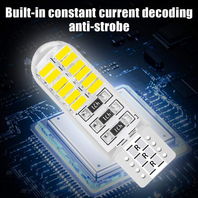 Car Clearance Lamp T10 3014 LED 24SMD Reading Light Universal Silicone Waterproof Width Lights Plug Play W5W License Plate Light