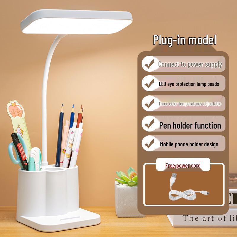 Kinderfreundliche Schreibtischlampe mit Stiftehalter und Ladeanschluss