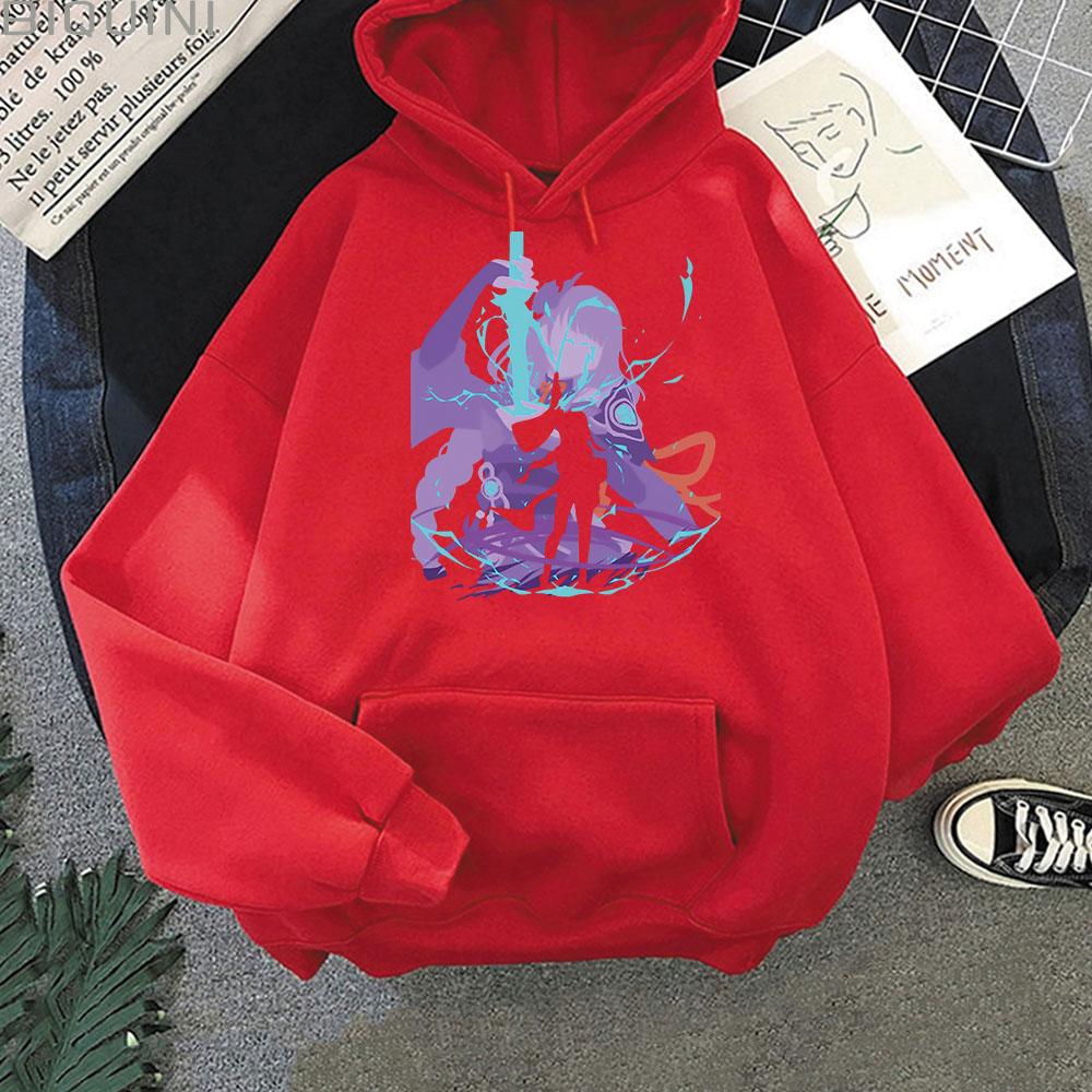 Genshin Impact Hoodie Raiden Shogun Vintage Sweatshirt Women/Men Japanese Streetwear Colors Clothes Graffiti Game Print
