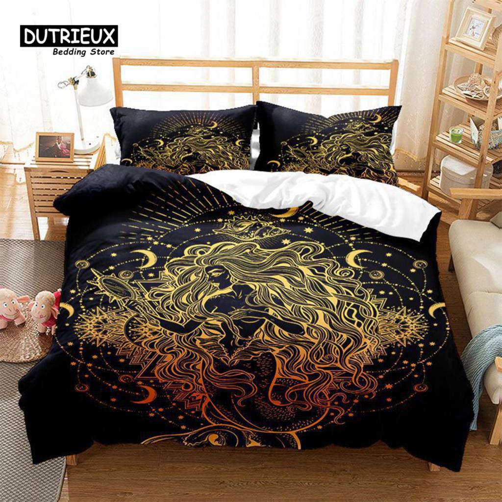 Comforter 3D Animal Totem Theme Black Bedding Set Tortoise Fish Gecko Phoenix Print For Kids Adults Room Decor