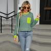Autumn and Winter Round Neck Contrasting Loose Top Long Sleeved T-shirt