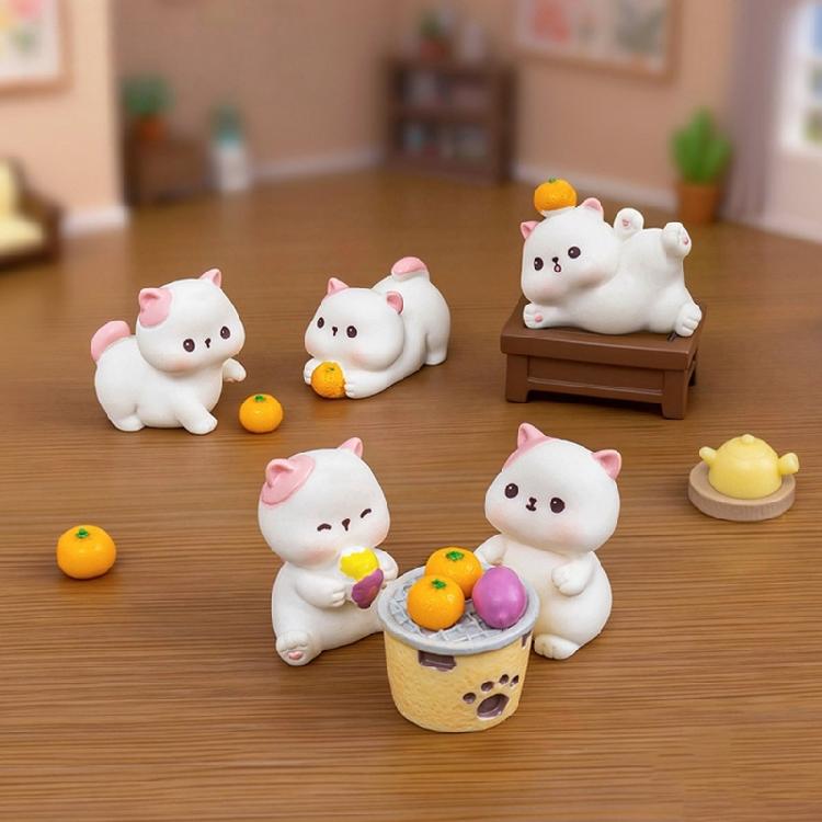 11Pcs Funny Cats Brewing Tea Miniature Statue Resin Art Piece Collectible Ornaments For Creative Desktop Shelf Displays