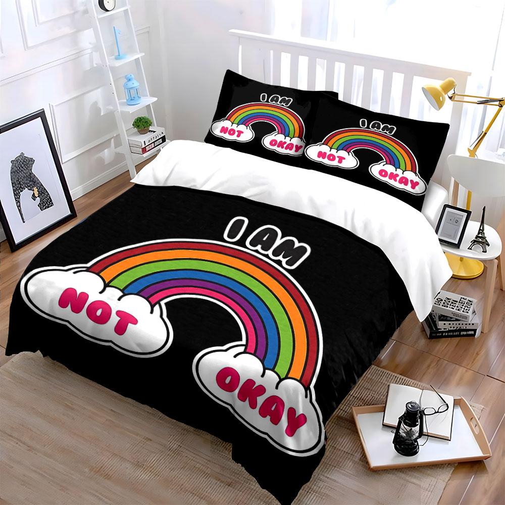 Rainbow Motivational Decor 3-Piece Set Soft Comfortable Duvet Cover Bedding Set Included 1*Duvet Cover & 2*Pillowcases, Gift