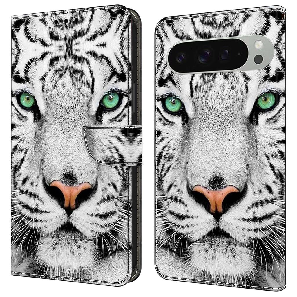 For Google Pixel 9 Pro XL Case Pattern Printed Protective Cover TPU+PU Leather Flip Phone Case
