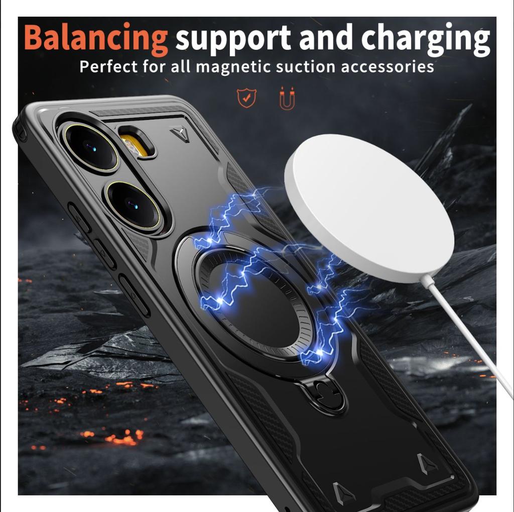 Military Armor Shockproof Phone Cases For Poco X7 Pro 5G X6 Pro F7 Ultra F7 Rotate Metal Ring Magnetic Bracket Protection Cover