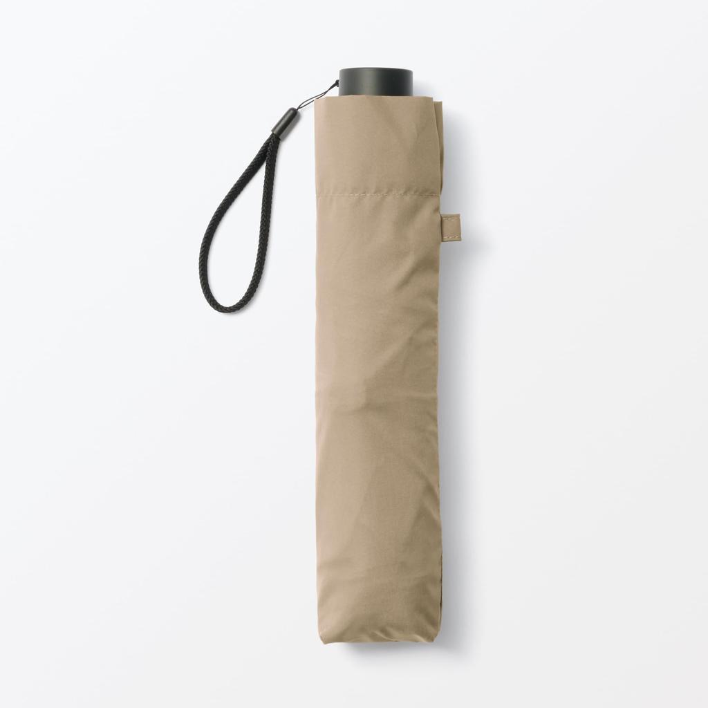 MUJI Folding Umbrella for Sun and Unisex Dark 60cm Rib Length Rain, Adult, DEA53A5A, Beige,