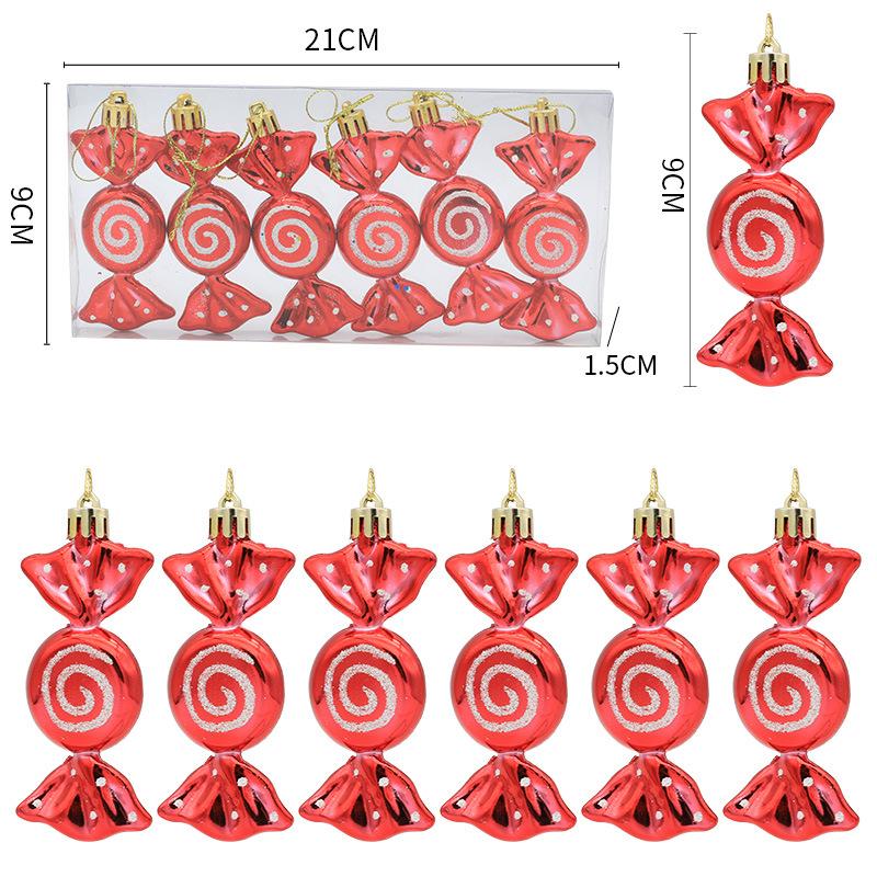 Candy Decorations for Christmas Tree,Red And Gold Candy Cane,Pine Cones,Christmas Home Decoration 2025,Xmas Tree Ornament 6pcs красный