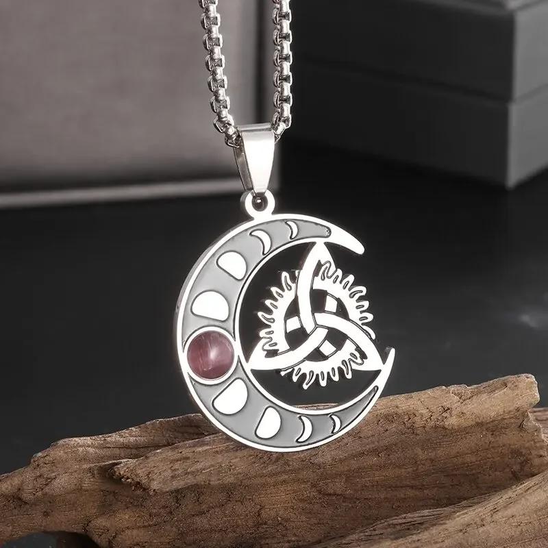Stainless Steel Witchcraft Pentagram Necklace for Men Jewish Hebrew Four Letter Solomon Pendant Rune Amulet Jewelry