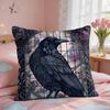 Vintage Black Crow Cushion Cover Square Short Plush Pillow Case Living Room Sofa Home Decor Funda X