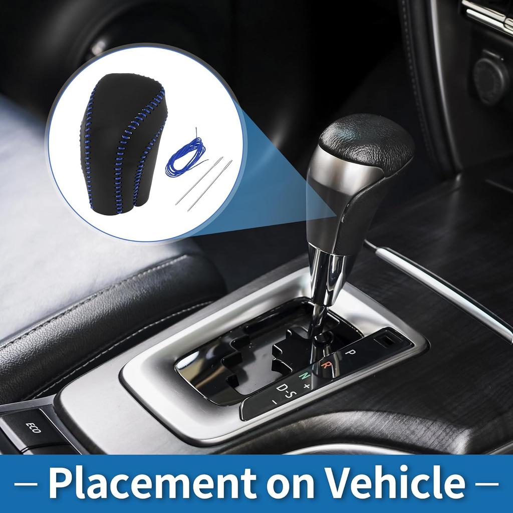 Anti-Slip Gear Shift Knob Cover Car Stick Shifting Handle Protector for Toyota Camry 2018-2024 Black Blue Faux Leather