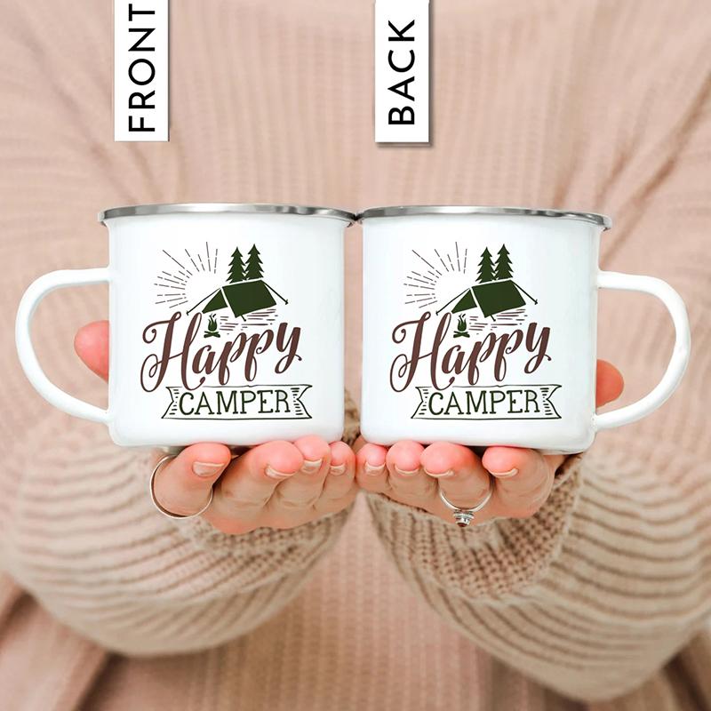 Outdoor Enamel Water Cups, Camping Mug, Campfire Party, Beer Coffee Mugs, Mountain Handle Mug, Best Gifts for Camper Lovers