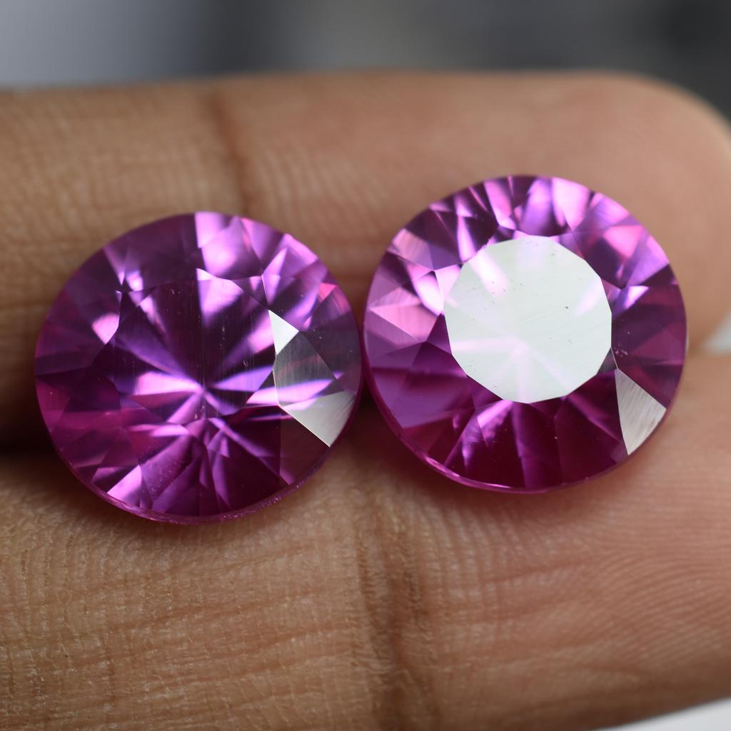 19.13 Ct Natural Pink Sapphire Round Cut CERTIFIED Pair Loose Gemstone Ceylon am-0061