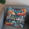 2D Colorful Koi Fish In Wave Pattern Pillow Cover Pattern Cushion Cover Suitable For Sofa Bedroom Car Pillow Cover