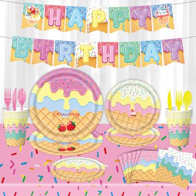 Ice Cream Theme Birthday Party Decorations - Themed Party Supplies for Kids Birthday, Fun Ice Cream and Sundae Decor