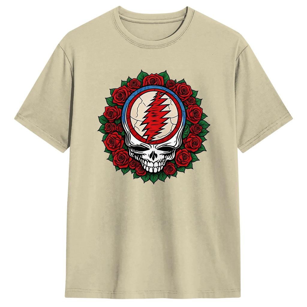 Gratefuls Deads Earthquake Stealie and Roses T Shirt Beach  Vintage TShirts 100 Cotton Hip Hop Tshirt For Unisex Pattern Tops