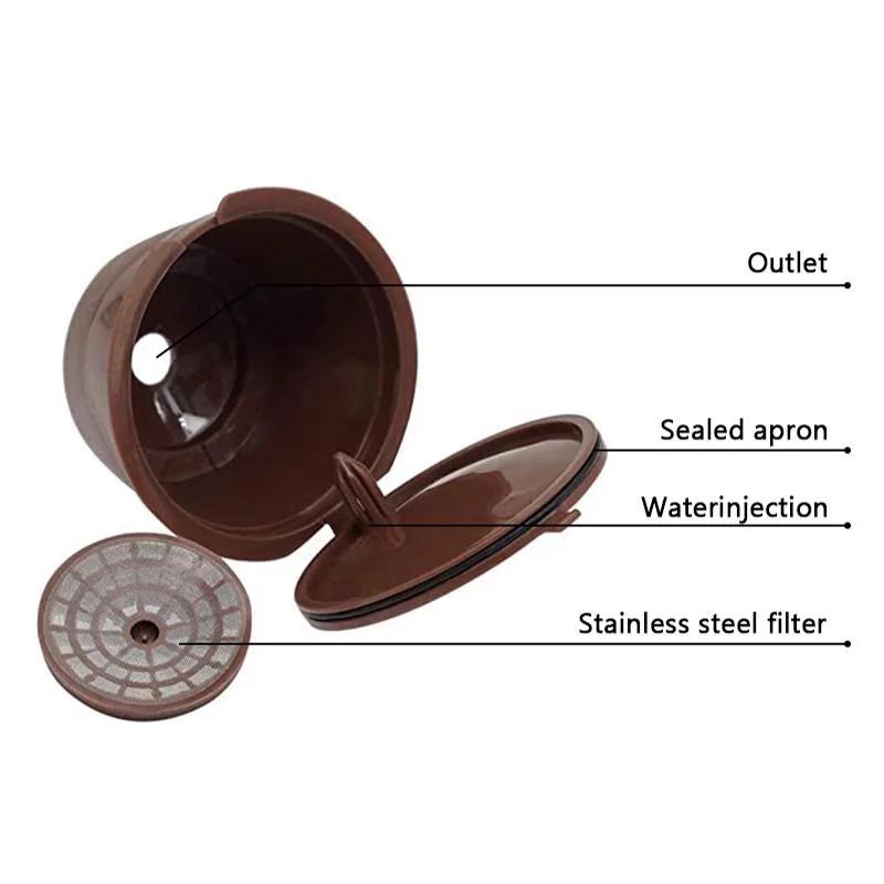 3Pcs/Set Coffee Filter Cup Coffee Capsule Cups Refillable Reusable Compatible with Plastic Piccolo