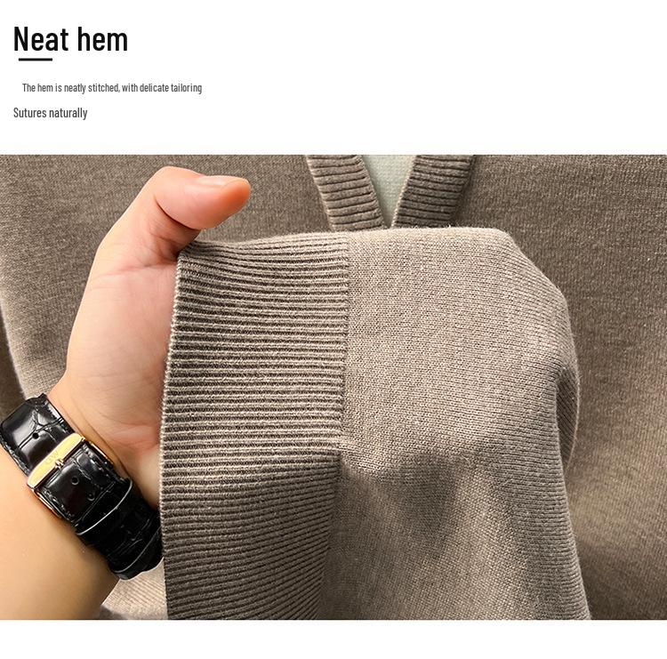 Men's V-Neck Faux Two-Piece Knit Sweater: Casual Long Sleeve Base Layer for Autumn & Winter