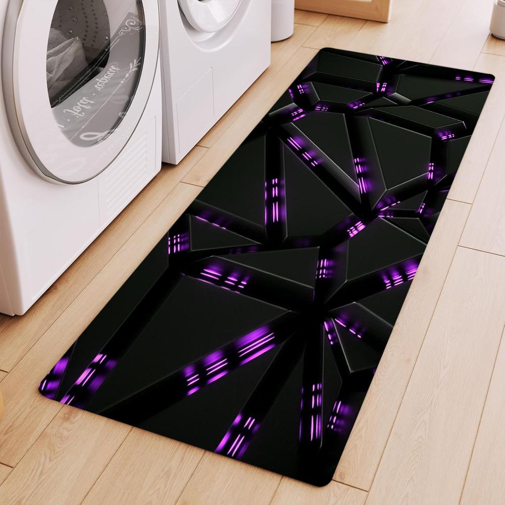 

Neon Light Geometric Kitchen Runner Non-slip Waterproof Anti-fatigue Long Mat for Laundry Room Hallway Gaming Room Decor 40X120CM