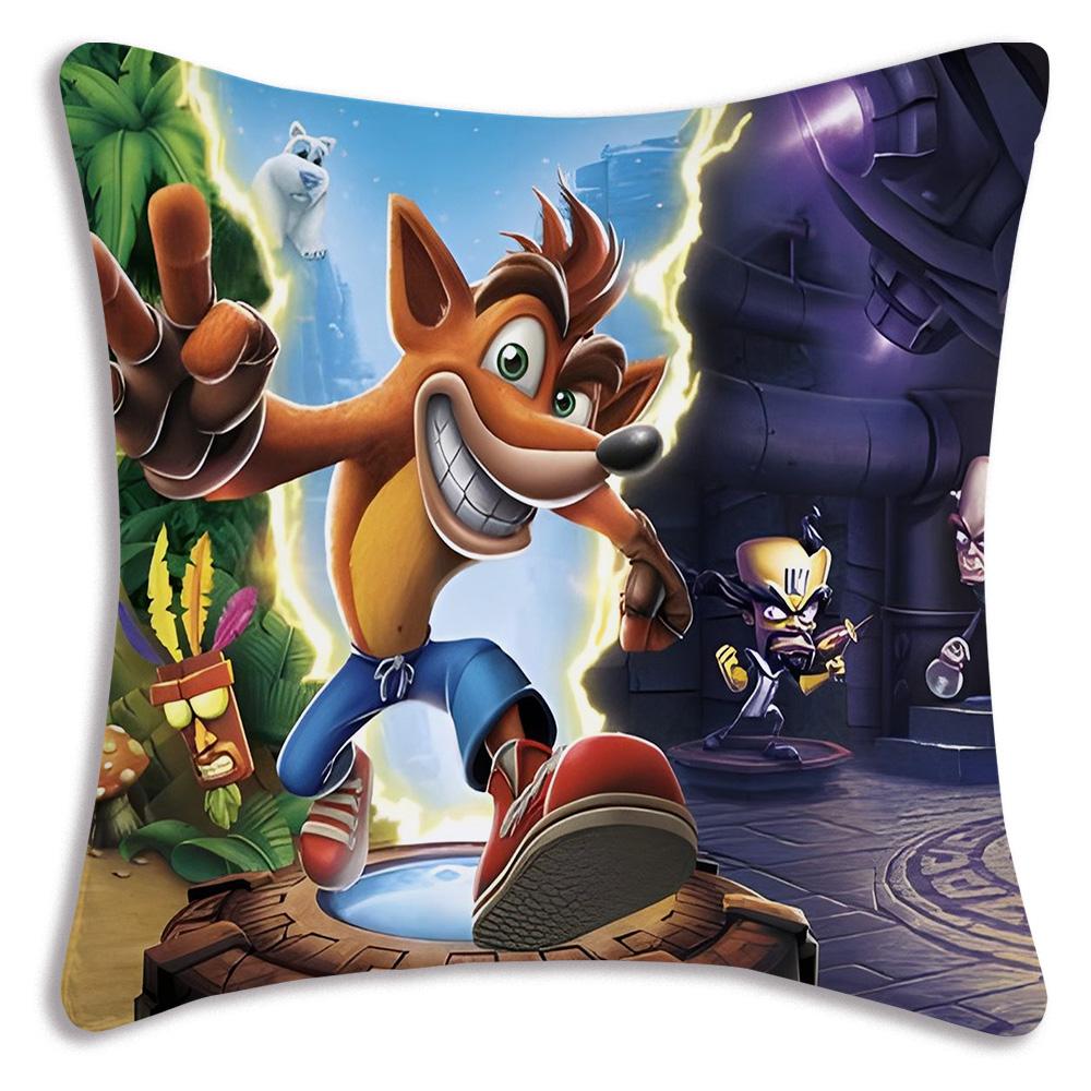 Cartoon Game Crashs Bandicoot Pillow Covers Cartoon Sofa Decorative Home Double-Sided Printing Short Plush Cute Cushion Cover