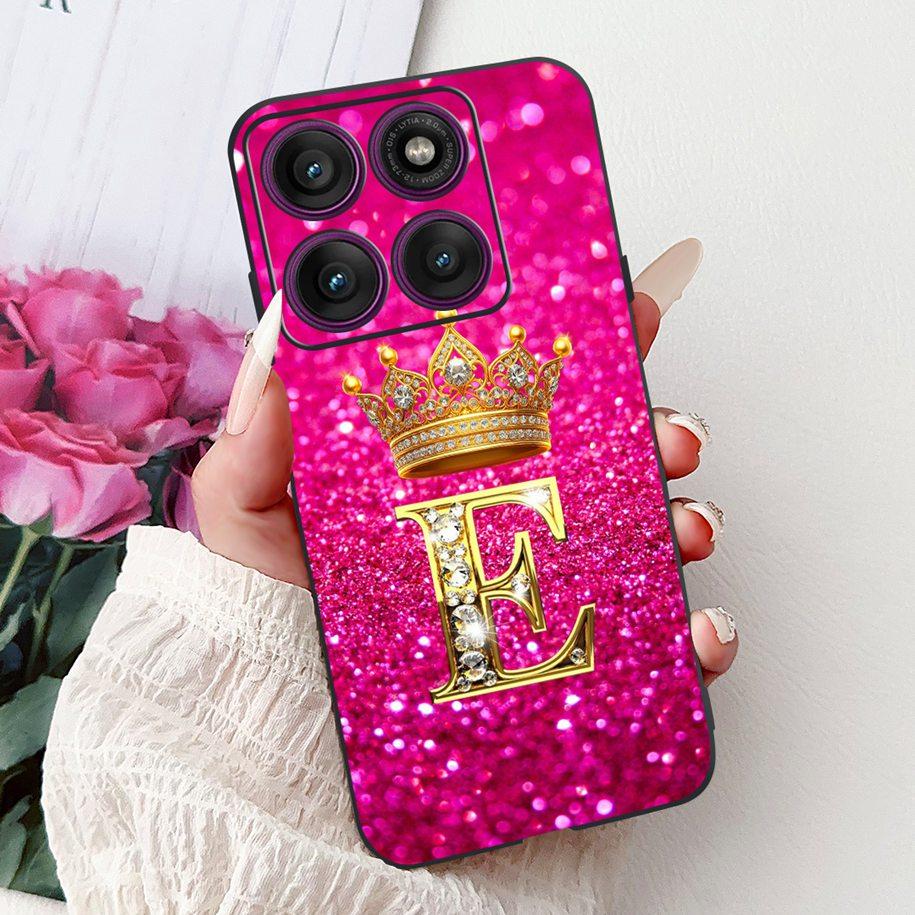 For Motorola Edge 60 Pro Case 2025 Luxury Crown Letters Soft Silicone Black Phone Cover For Moto Edge 60 Fusion 60s Edge60 Funda