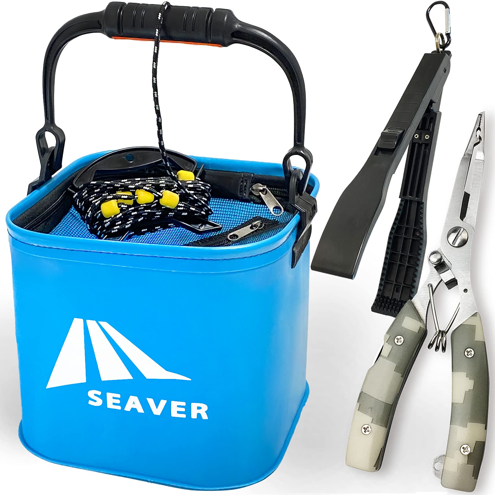 

SEAVER Рыболовная вода с плоскогубцами и захватом для рыбы Ведро, 22 см, (Синий, набор из 3 предметов)
